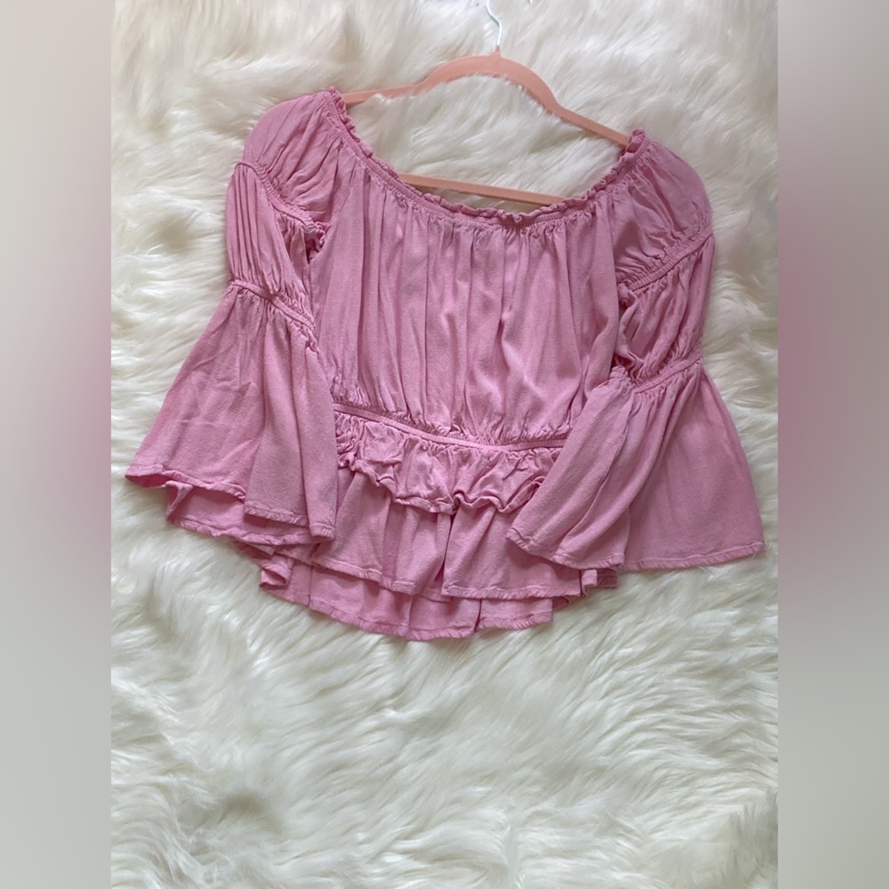 Forever 21 Pink Ruffle Bell Sleeve Blouse! - Picture 6 of 6